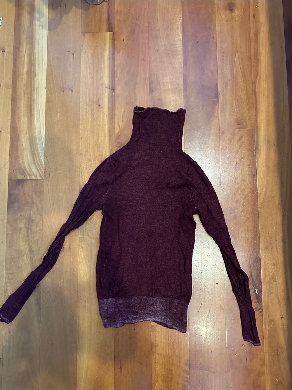 Women's Burgundy Wool Blend Turtleneck Sweater